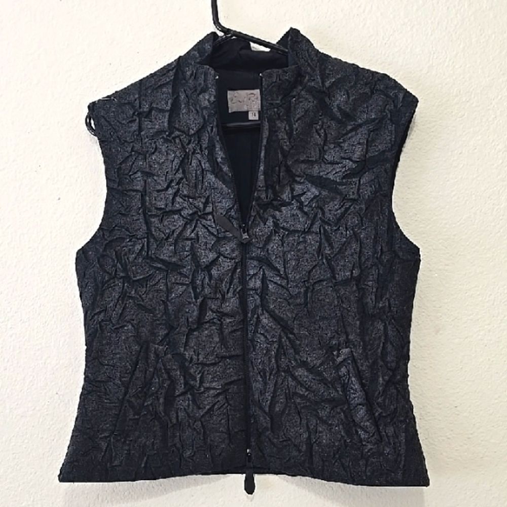 EMIL Rutenberg, Textured Black Sleeveless Vest‎ M